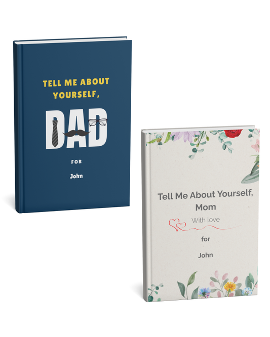 "Tell Me About Yourself, Mom & Dad" – Keepsake Memory Book Set | Personalized Gift for Parents