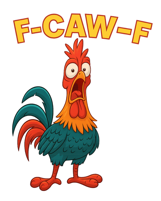 Funny Rooster Cartoon T-Shirt – “F-CAW-F” Angry Chicken Design | Farm Animal Humor Tee